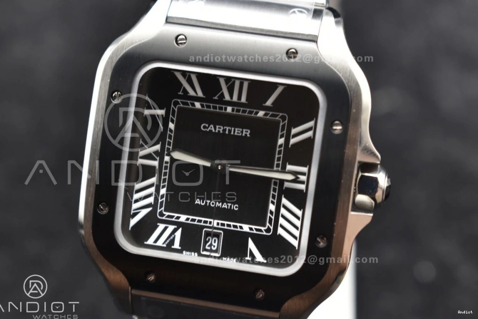 MIYOTA 1:1 Cartier Black Best 40mm on Dial SS Santos Gray Edition 9015 SS de Bezel Bracelet BVF 0401